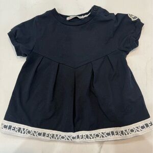 Moncler Navy Baby Dress with Logo Trim